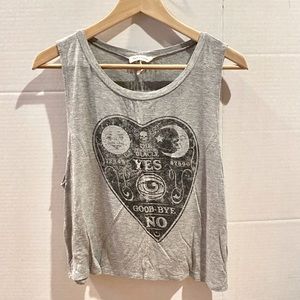 Junior Girls Grey Tank Top with Black Heart Design